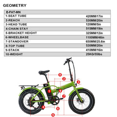 EUNORAU E-FAT-MN 48V/12.5Ah 500W Fat Tire Electric Folding Bike - Electrik-Bikes
