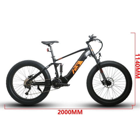 EUNORAU FAT-HS 48V14Ah 1000W Dual Battery Fat Tire Hunting/Fishing Electric Mountain Bike - Electrik-Bikes