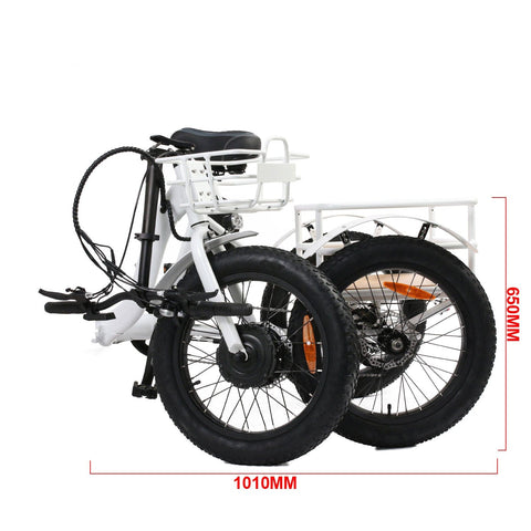 Image of EUNORAU NEW-TRIKE 48V/12.5Ah 500W Fat Tire Step-Thru Electric Folding Tricycle Scooter-New Year Sale - Electrik-Bikes