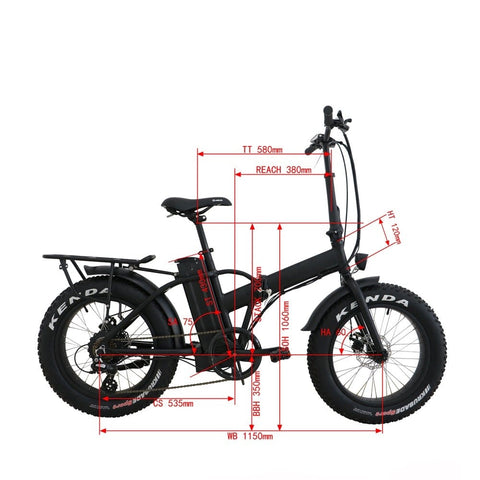 Image of EUNORAU E-FAT-MN 48V/12.5Ah 500W Fat Tire Electric Folding Bike - Electrik-Bikes